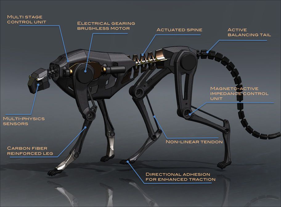 الروبوتات الحيوية روبوتات تشبه الحيوانات الأعمال الميكانيكية الحيوية الروبوت الشبيه بالفهد الصياد روبوتات حديثة الحيوانات الميكانيكية