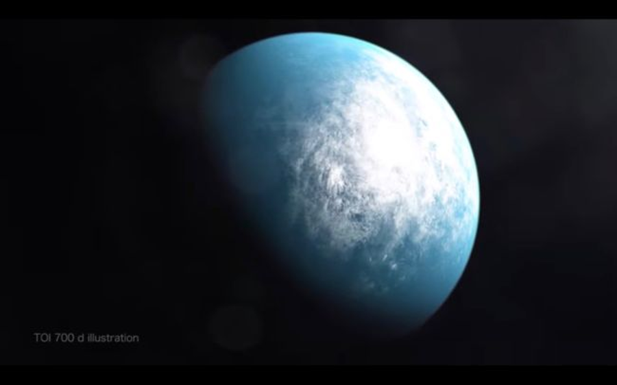 تصور فني للكوكب TOI 700 d، أول كوكب خارجي مُكتشَف مماثل لحجم الأرض، اكتُشف بواسطة القمر الصناعي المختص بمسح الكواكب الخارجية التابع لناسا